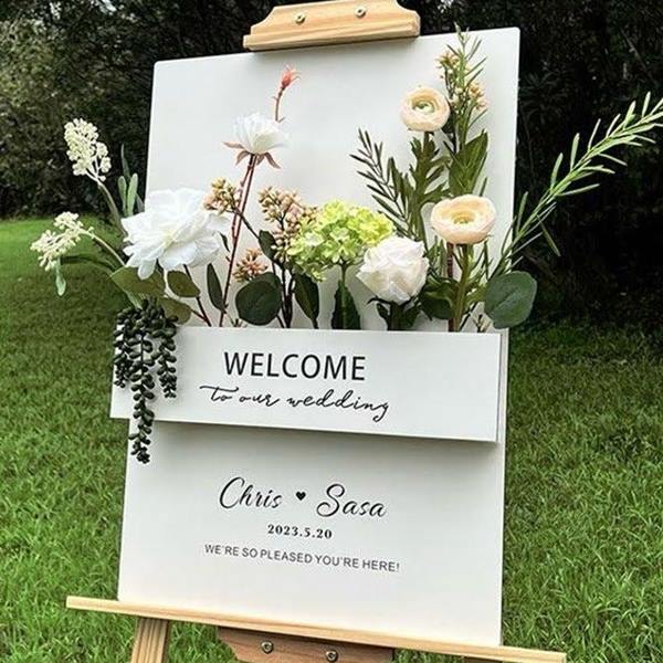 jual sewa flower box welcome to the wedding chris & sasa rectangle sidoarjo surabaya