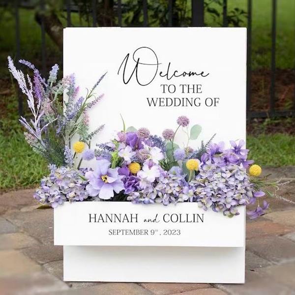 jual sewa flower box welcome to the wedding hannah & collin rectangle sidoarjo surabaya